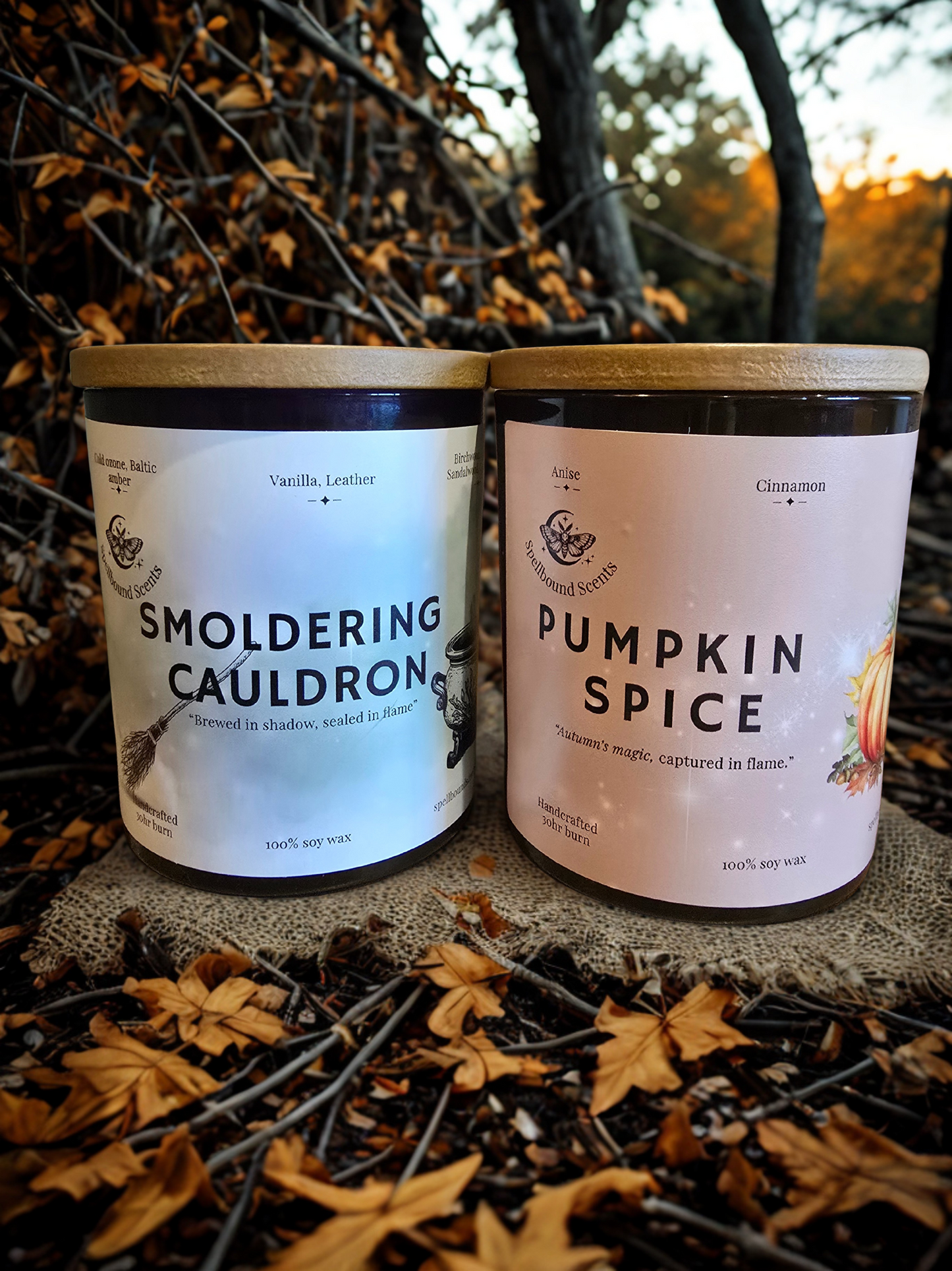 Smoldering Cauldron Candle – Eco-Luxury Soy Wax Candle with Amber, Vanilla, Leather & Smoky Woods