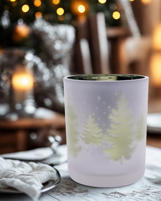 Frosted Evergreen 95cl Christmas Tree Jar Candle – Luxury 3 Wick