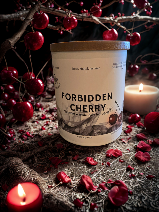 Forbidden Cherry Candle – Eco-Luxury Soy Wax Candle with Black Cherry, Rose, Vanilla & Sandalwood