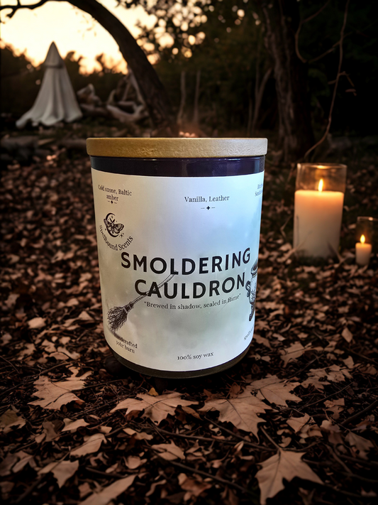 Smoldering Cauldron Candle – Eco-Luxury Soy Wax Candle with Amber, Vanilla, Leather & Smoky Woods
