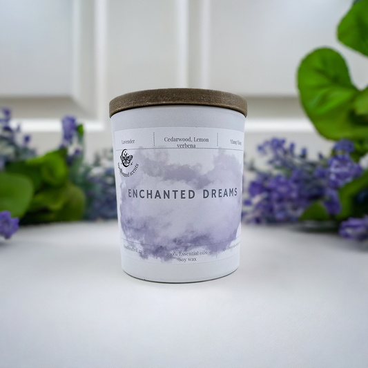 Enchanted Dreams Candle – Cedarwood, Lavender & Ylang Ylang for Deep Sleep and Relaxation
