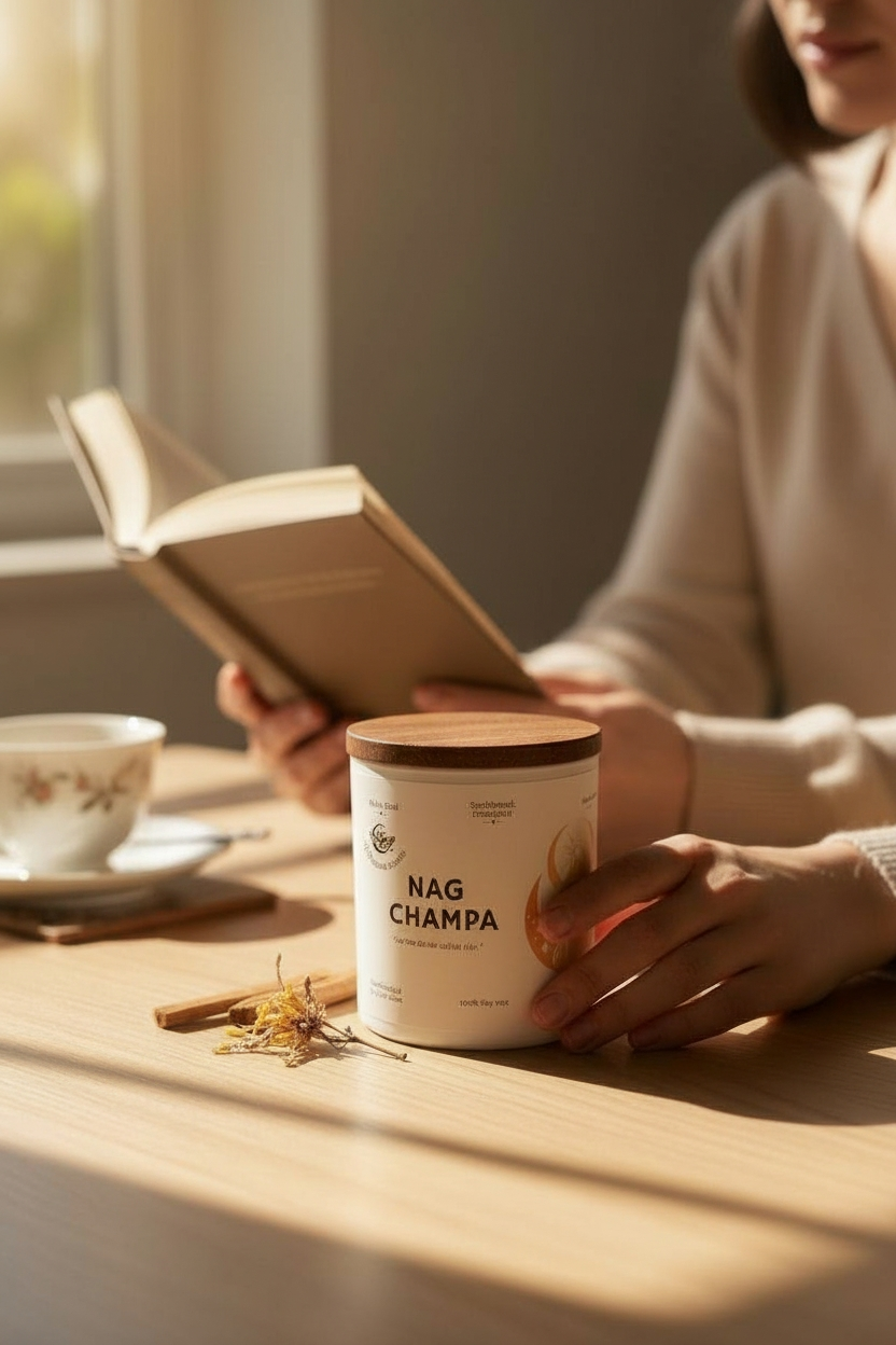 Nag Champa Fragrance Oil Candle – Sandalwood, Floral Resin & Sacred Incense