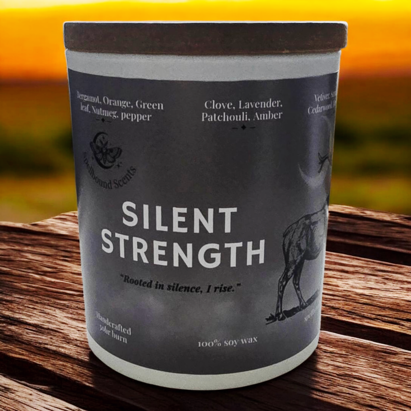 Silent Strength Fragrance Oil Candle – Clove, Patchouli & Deep Woods