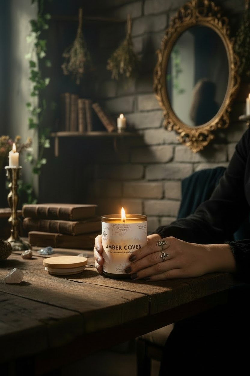 Amber Coven Fragrance Oil Candle – Warm Honey & Resinous Woods