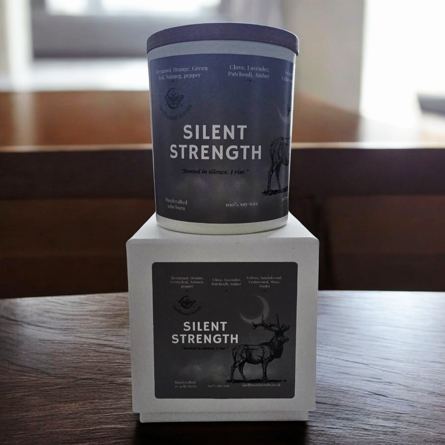 Silent Strength Fragrance Oil Candle – Clove, Patchouli & Deep Woods