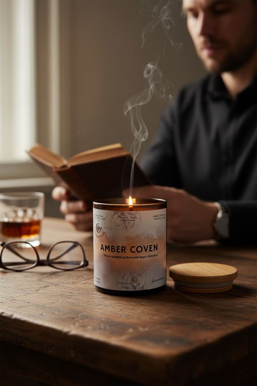 Amber Coven Fragrance Oil Candle – Warm Honey & Resinous Woods