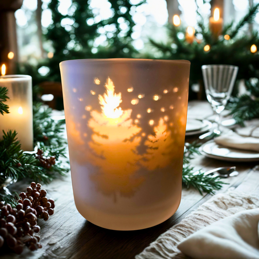 Frosted Evergreen Candle – Luxury 95cl Jar (Christmas Tree Scent)