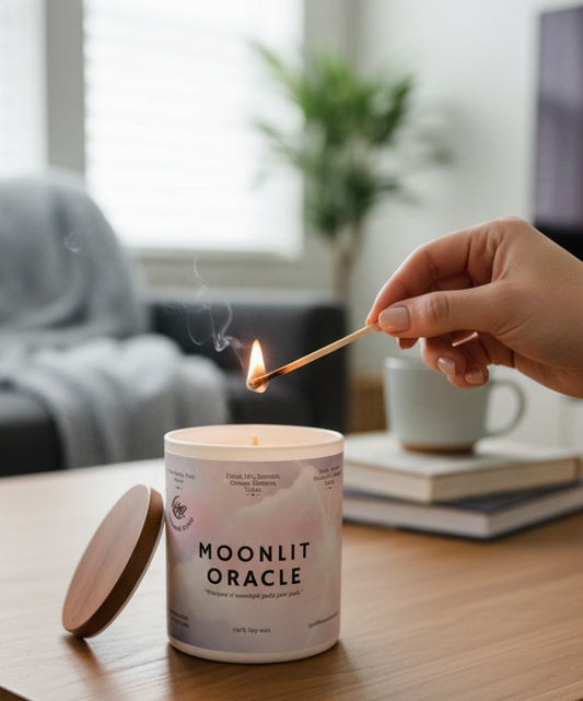Moonlit Oracle Fragrance Oil Candle – Pear, Soft Florals & Mystic Amber