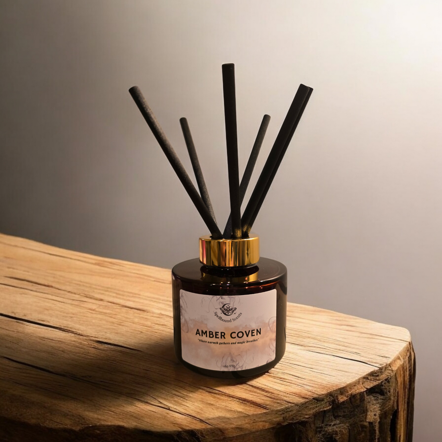 Amber Coven Reed Diffuser – Smoky Amber, Dark Woods & Warm Spice- Long-Lasting Home Fragrance (165ml)