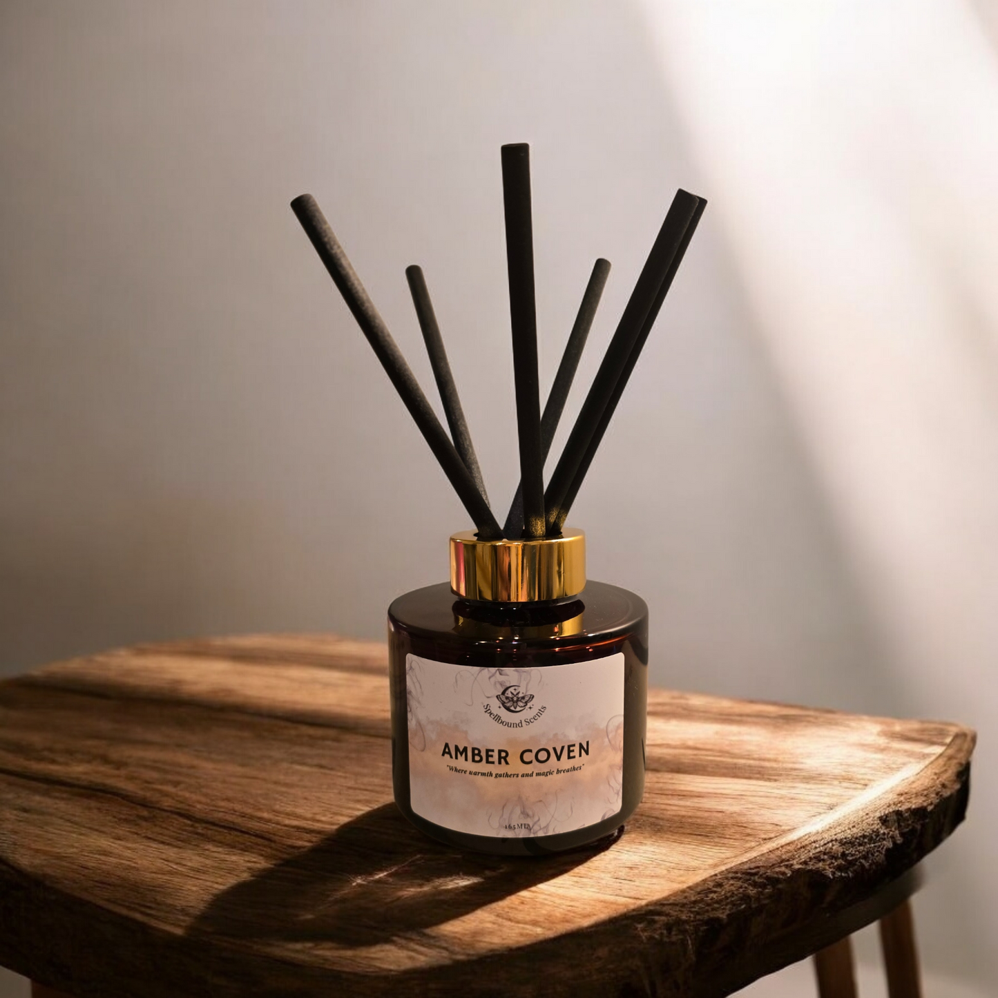 Amber Coven Reed Diffuser – Smoky Amber, Dark Woods & Warm Spice- Long-Lasting Home Fragrance (165ml)