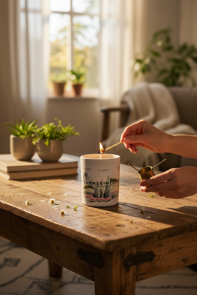 Summer Meadows Fragrance Oil Candle – Lily, Soft Florals & Cotton Musk