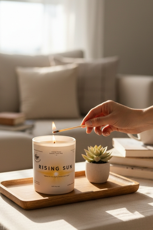 Rising Sun Fragrance Oil Candle – Bergamot, Orange Blossom & Warm Amber