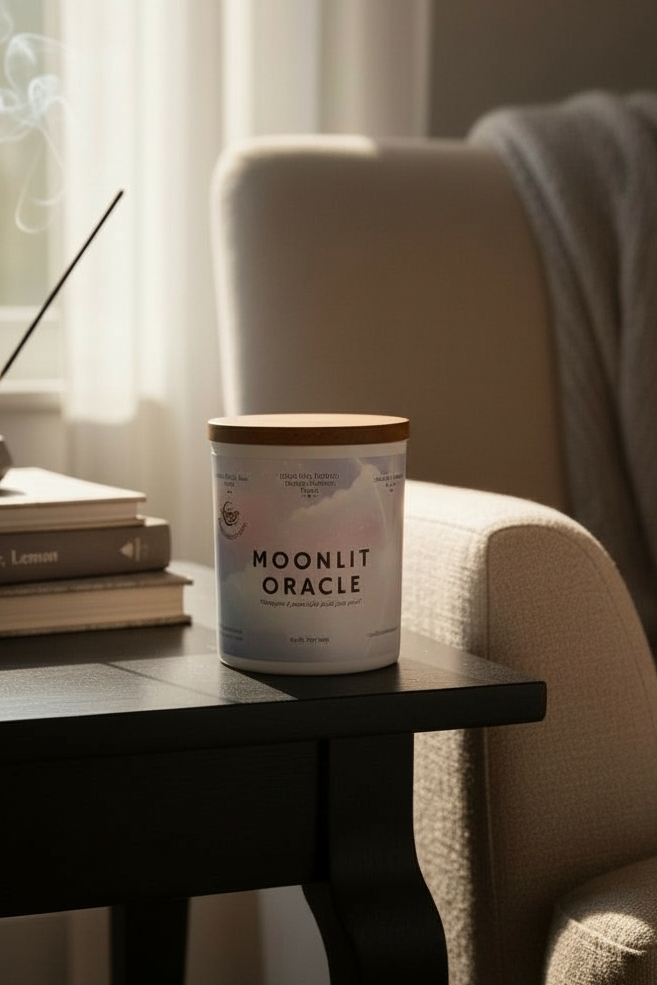 Moonlit Oracle Fragrance Oil Candle – Pear, Soft Florals & Mystic Amber