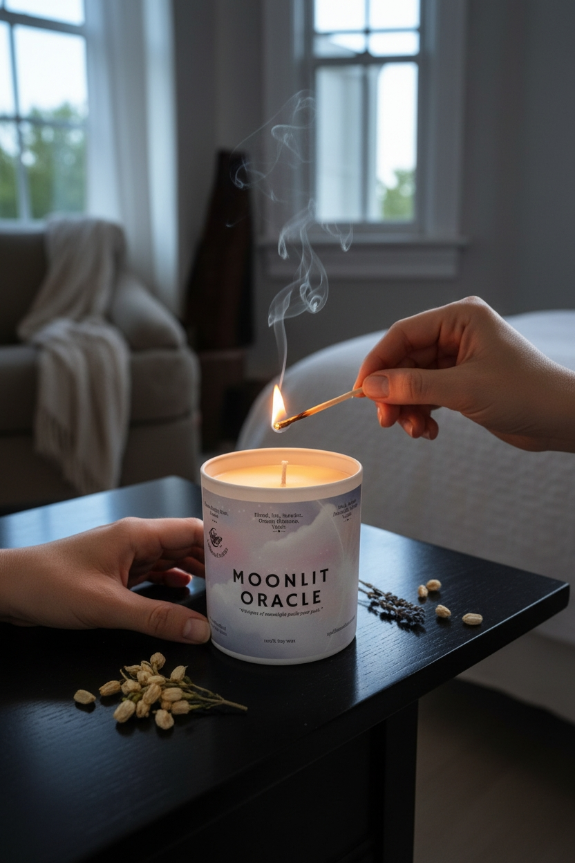 Moonlit Oracle Fragrance Oil Candle – Pear, Soft Florals & Mystic Amber