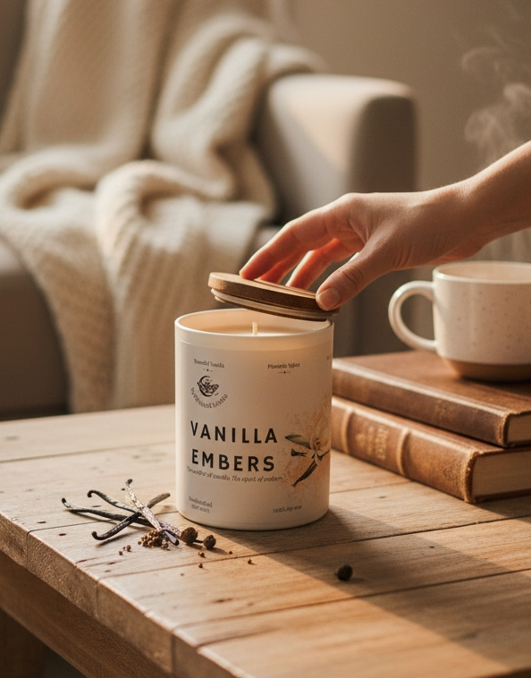 Vanilla Embers Fragrance Oil Candle – Spiced Vanilla & Smouldering Woods