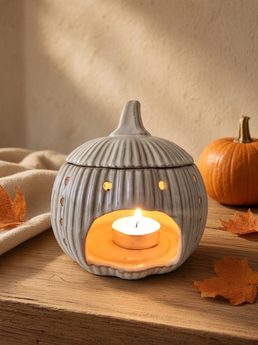 Ceramic Pumpkin Wax Melt Burner – Natural