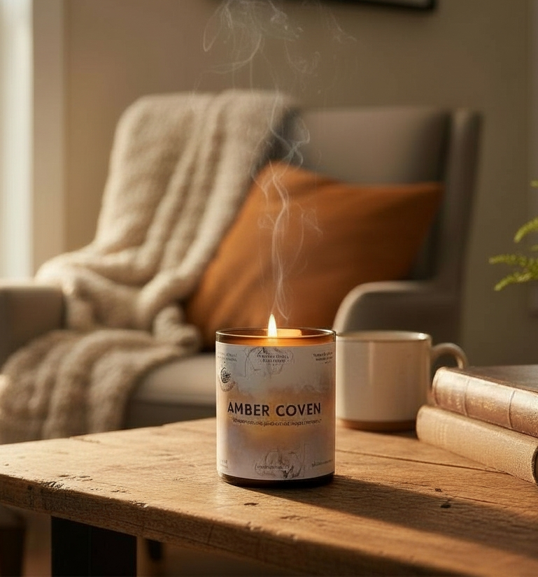 Amber Coven Fragrance Oil Candle – Warm Honey & Resinous Woods