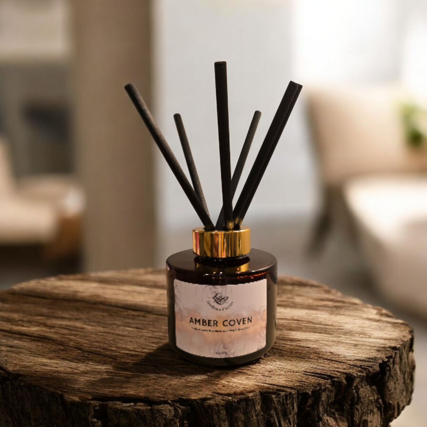 Amber Coven Reed Diffuser – Smoky Amber, Dark Woods & Warm Spice- Long-Lasting Home Fragrance (165ml)